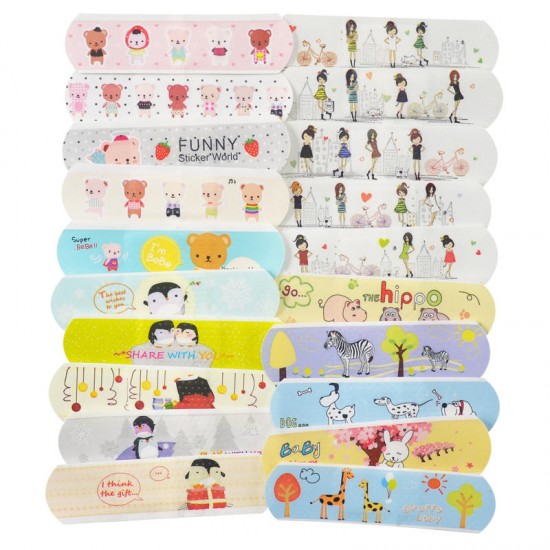 100Pcs Waterproof Breathable Cute Cartoon Band Aid Emergency Kit For Kids Children