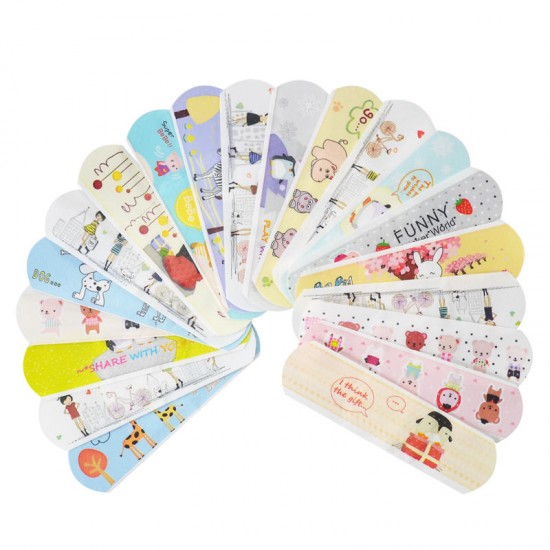 100Pcs Waterproof Breathable Cute Cartoon Band Aid Emergency Kit For Kids Children