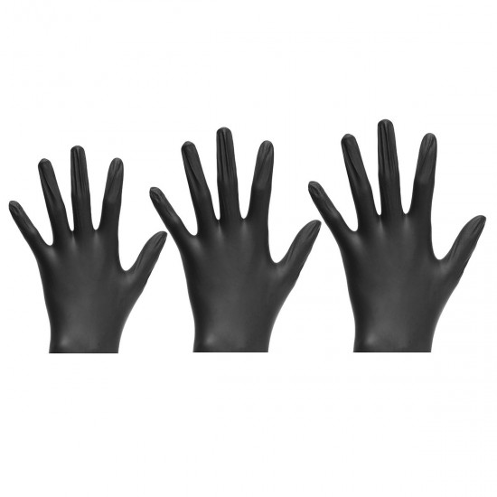 100pcs Industrial Disposable Nitrile Latex Black Gloves Powder Free M/L/XL