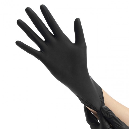 100pcs Industrial Disposable Nitrile Latex Black Gloves Powder Free M/L/XL