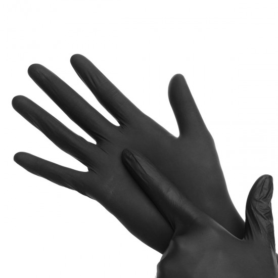 100pcs Industrial Disposable Nitrile Latex Black Gloves Powder Free M/L/XL