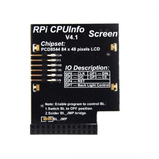 Practical CPU Info 1.6 inch 84x48 Matrix LCD Memory Display Module With Backlight For Raspberry Pi Zero / 1 / 2 / 3 Practical CPU Info 1.6 inch 84x48 Matrix LCD Memory Display Module With Backlight For Raspberry Pi Zero / 1 / 2 / 3