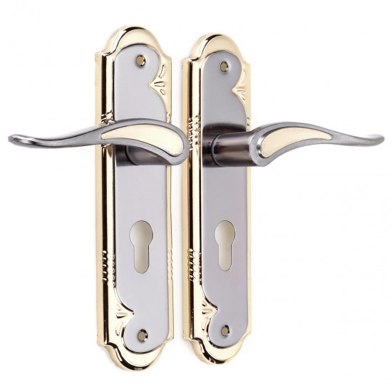 2 Set Aluminum Alloy Dual Latch Door Handle Front Back Lever Security Lock Cylinder with Key