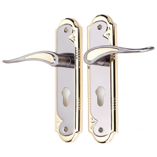 2 Set Aluminum Alloy Dual Latch Door Handle Front Back Lever Security Lock Cylinder with Key