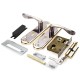 2 Set Aluminum Alloy Dual Latch Door Handle Front Back Lever Security Lock Cylinder with Key