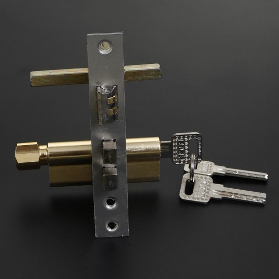 2 Set Aluminum Alloy Dual Latch Door Handle Front Back Lever Security Lock Cylinder with Key