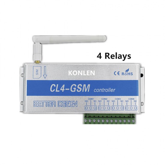 4 Relay of GSM Controller SMS Call Remote Control Switch ON OFF Garage Door Gate Opener Light Curtain Motor Pump Home Automation 4 Relay of GSM Controller SMS Call Remote Control Switch ON OFF Garage Door Gate Opener Light Curtain Motor Pump Home Automation