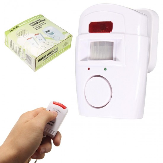 2 In 1 Motion Wireless Infrared Security Alarm Chime Alarm Home Detector with Remote Control+Holder