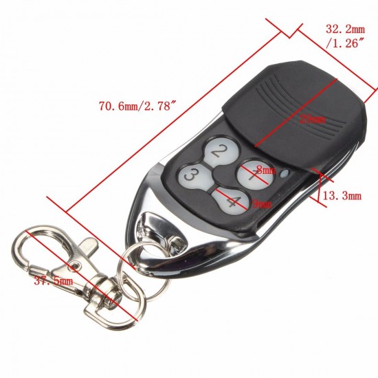 4 Button 433MHz Black Garage Gate Key Remote Control Replacement For RCG12C