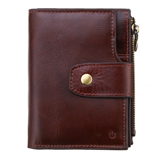 Genuine Leather Bluetooth Smart Wallet Anti Lost Locator Finder GPS Tracker Device Men Purse