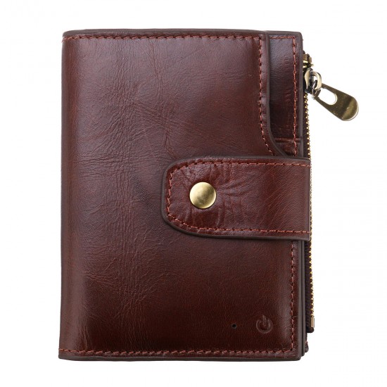 Genuine Leather Bluetooth Smart Wallet Anti Lost Locator Finder GPS Tracker Device Men Purse