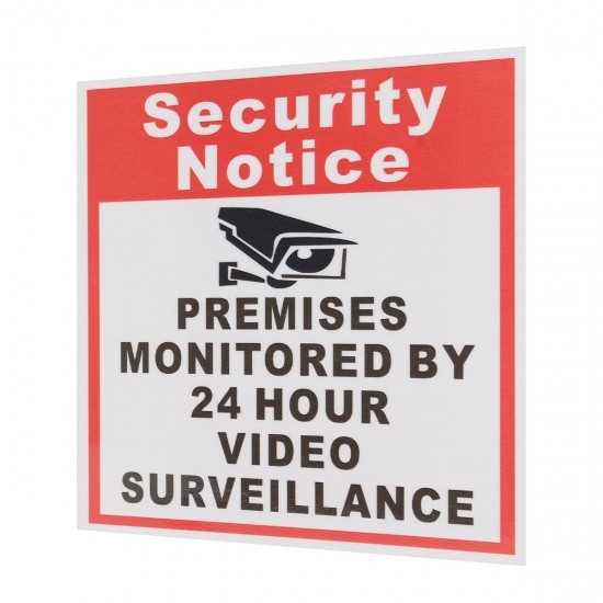 10Pcs Camera Video Surveillance Sign Sticker Security Notice Premises Monitored By 24 Hour