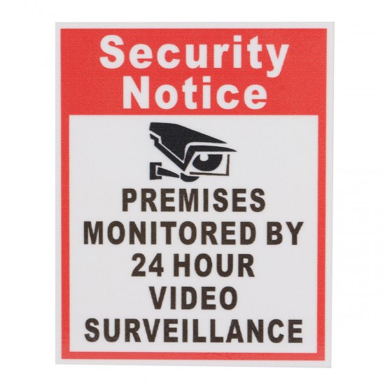 10Pcs Camera Video Surveillance Sign Sticker Security Notice Premises Monitored By 24 Hour