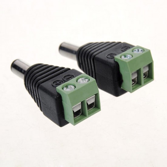 2pcs 5.5 x 2.1mm DC Power Male Jack Plug Connector For CCTV Cameras