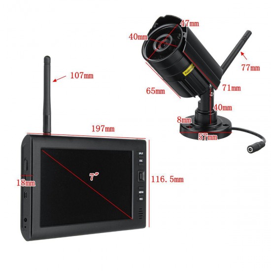 4Pcs Digital Wireless CCTV Camera Waterproof 7inch LCD Monitor DVR Record Home Security System
