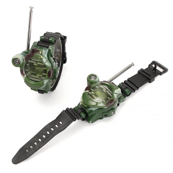 2pcs 7 In 1 Children Two Way Radio Walkie Talkie Kids Camouflage Wrist Watch