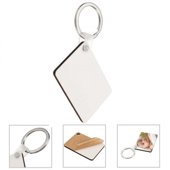 10x Rectangle Blank MDF Board Key Ring Heat Transfer Printing Key Rings For Heat Press Machine