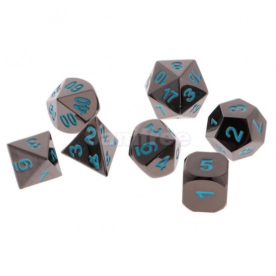 7 Pcs Zinc Alloy Multisided Dice Set Role Playing Games DiceS Gadget With Bag