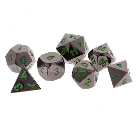 7 Pcs Zinc Alloy Multisided Dice Set Role Playing Games DiceS Gadget With Bag