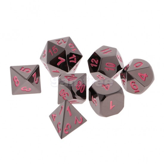 7 Pcs Zinc Alloy Multisided Dice Set Role Playing Games DiceS Gadget With Bag