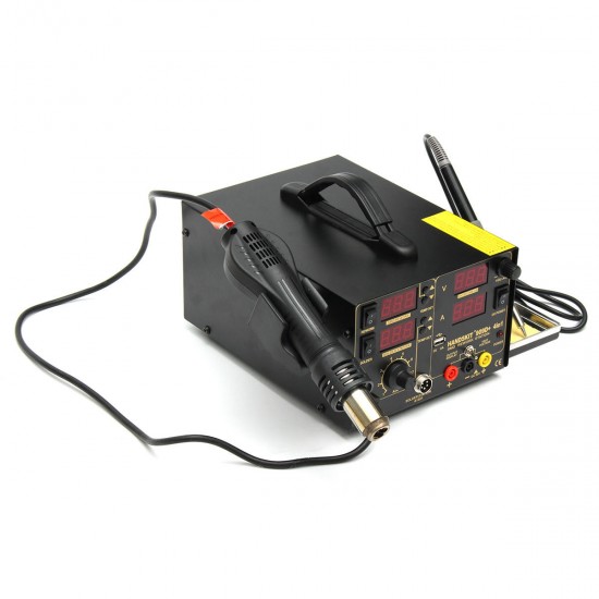 110V 800W 4 In 1 909D+ Rework Soldering Station Power Supply Hot Heat Air Gun Soldering Iron Kit