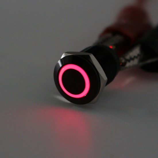 12v 4 Pin 12mm Led Light Metal Push Button Momentary Switch Waterproof Black