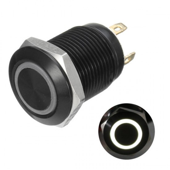 12v 4 Pin 12mm Led Light Metal Push Button Momentary Switch Waterproof Black