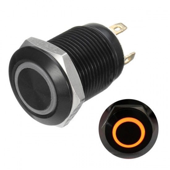 12v 4 Pin 12mm Led Light Metal Push Button Momentary Switch Waterproof Black