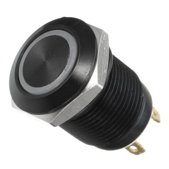 12v 4 Pin 12mm Led Light Metal Push Button Momentary Switch Waterproof Black