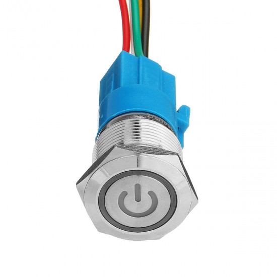 19mm Metal Self-locking Switch 12V LED 5Pin ON-OFF Push Button Switch With Wire Waterproof