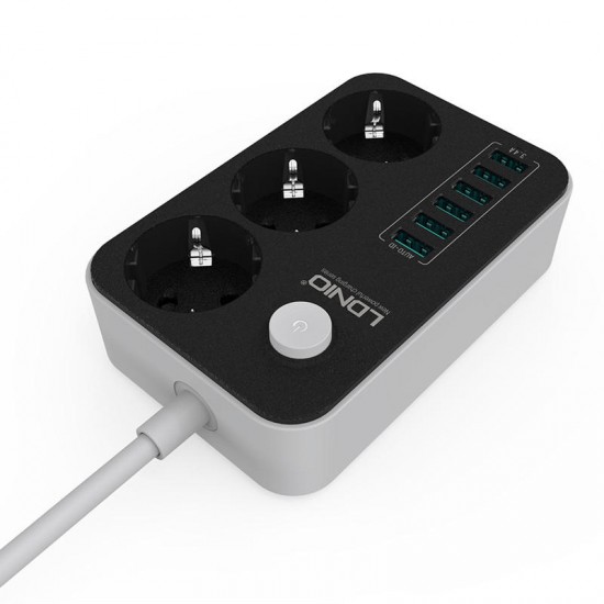Power Strip Outlet Surge Protector with 3 AC Outlets and 6 USB Charging Ports EU Standard Power Strip Outlet Surge Protector with 3 AC Outlets and 6 USB Charging Ports EU Standard