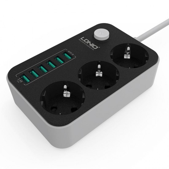 Power Strip Outlet Surge Protector with 3 AC Outlets and 6 USB Charging Ports EU Standard Power Strip Outlet Surge Protector with 3 AC Outlets and 6 USB Charging Ports EU Standard