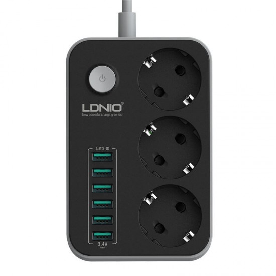 Power Strip Outlet Surge Protector with 3 AC Outlets and 6 USB Charging Ports EU Standard Power Strip Outlet Surge Protector with 3 AC Outlets and 6 USB Charging Ports EU Standard