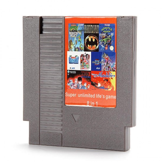 8 in 1 Super Unlimited Life Game 72 Pin 8 Bit Game Card Cartridge for NES Nintendo