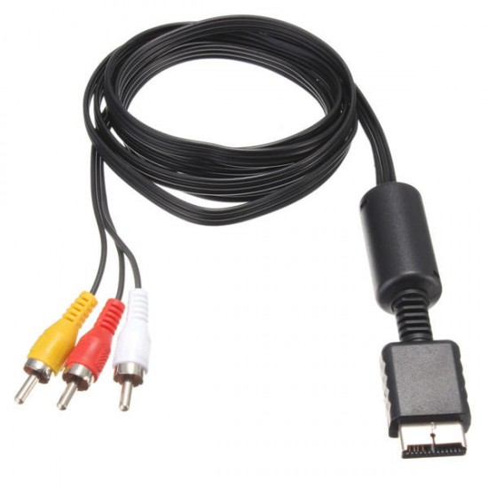 Audio Video AV Cable Wire to 3 RCA TV Lead For Sony Play Station PS2 PS3