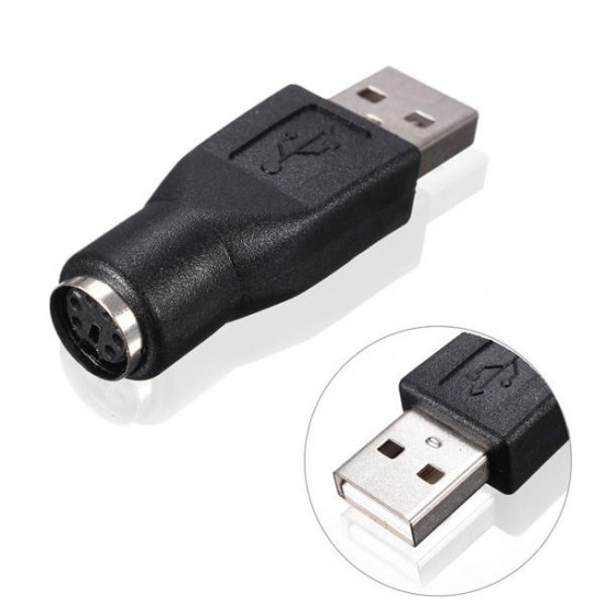 Black USB 2.0 A Male to PS/2 Female Adapters Converter For PC Keyboard Mouse