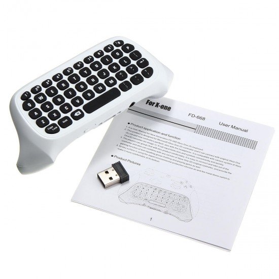 2.4G White Wireless Message Chatpad Keyboard KeyPad For Xbox One S Controller