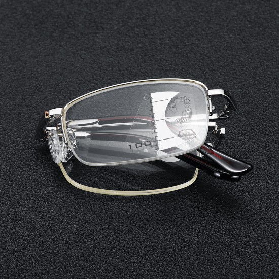 Anti-fatigue Progressive Multi-focus Reading Glasses Foldable Metal Frame Anti-blue Mini Vintage Reading Glasses