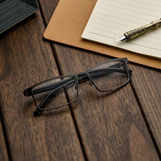 Fashion Black Nearsighted Glasses Metal Full Frame Myopia Glasses Fashion Black Nearsighted Glasses Metal Full Frame Myopia Glasses