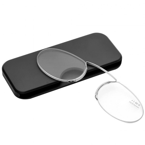 KCASA Nose Clip Unisex Reading Glasses Portable Wallet Frameless Reader Mini Presbyopia Glass