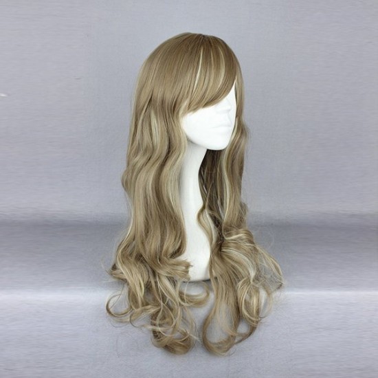 60cm Mix Khaki Wavy Harajuku High Temperature Heat Friendly Synthetic Costume Cosplay Wig