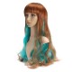 65cm Blue Brown Mixed Color Women Long Curly Wavy Wigs Cosplay Party Full Bang