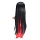 70cm Black Red Mixed Color Long Straight Wavy Bangs Women Cosplay Wigs Side Bang