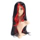 70cm Black Red Mixed Color Long Straight Wavy Bangs Women Cosplay Wigs Side Bang
