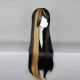 70cm Mix Black Yellow Two Tone Harajuku High Temperature Heat Friendly Synthetic Costume Cosplay Wig