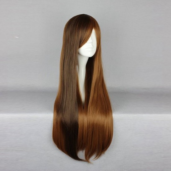 70cm Mix Brown Two Tone Harajuku High Temperature Heat Friendly Synthetic Costume Cosplay Wig