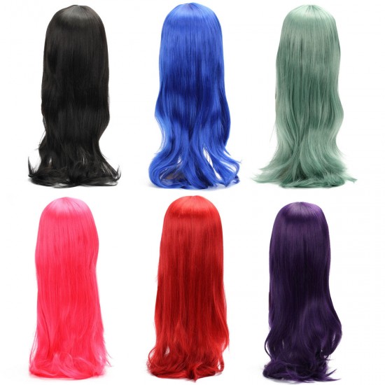 70cm Womens Long Anime Wigs Cosplay Party Curly Wavy Hair Full Wig