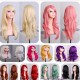 70cm Womens Long Anime Wigs Cosplay Party Curly Wavy Hair Full Wig