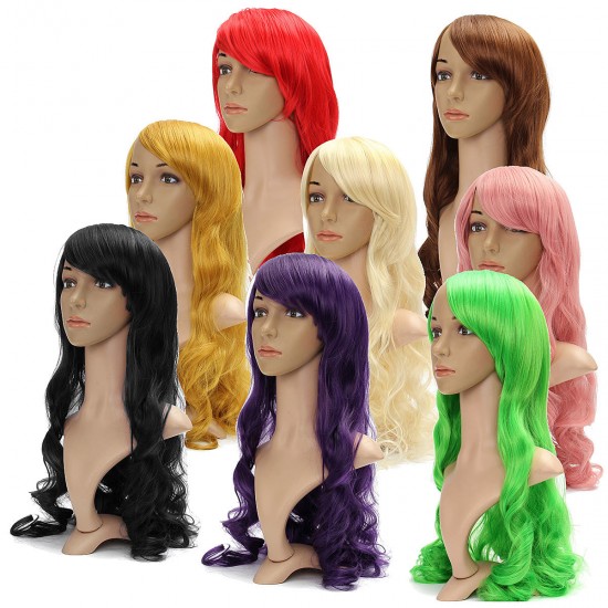 75cm Women Long Wavy Curly Hair Anime Cosplay Party Full Wig Wigs