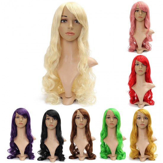 75cm Women Long Wavy Curly Hair Anime Cosplay Party Full Wig Wigs
